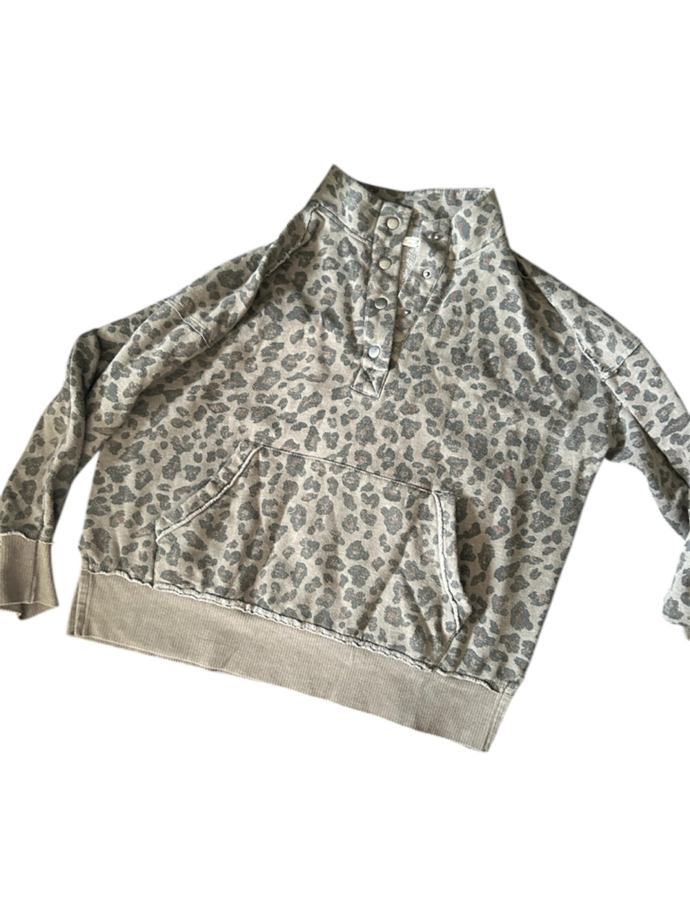 Maurices Leopard-Print Snap Hoodie in olive green